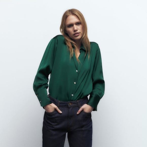 Zara flowy satin effect shirt (new) - Picture 6 of 8